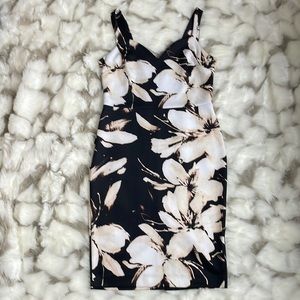 Ashley Graham Black and Cream Floral Dress